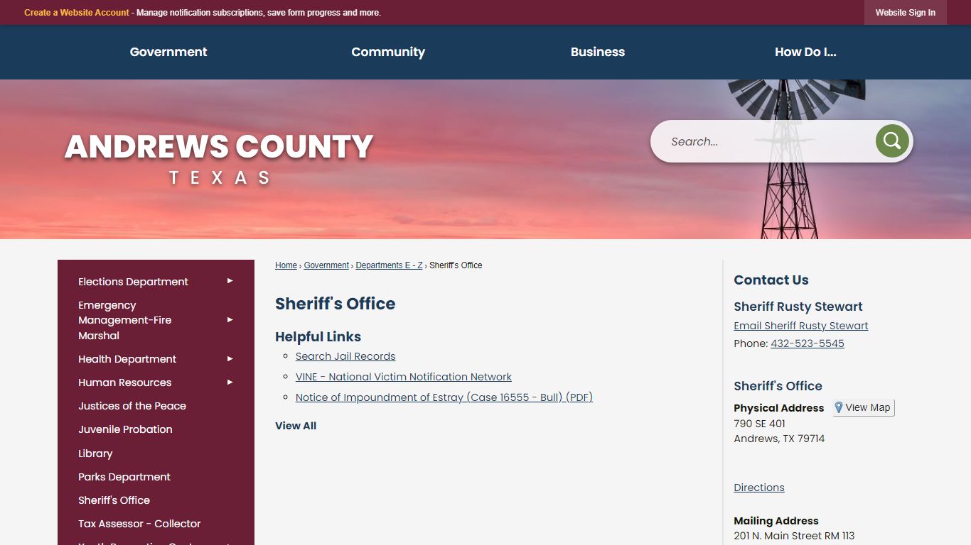 Sheriff's Office | Andrews County, TX