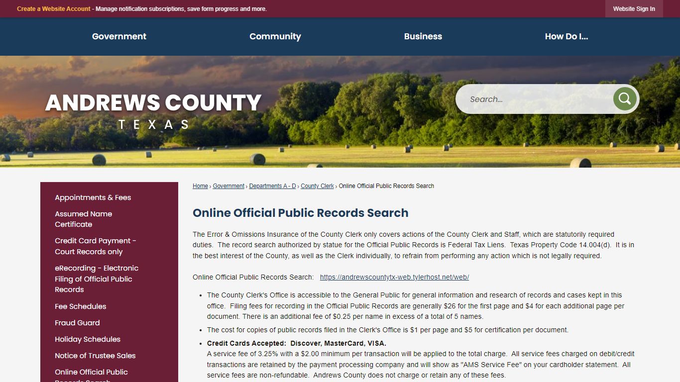 Online Official Public Records Search | Andrews County, TX